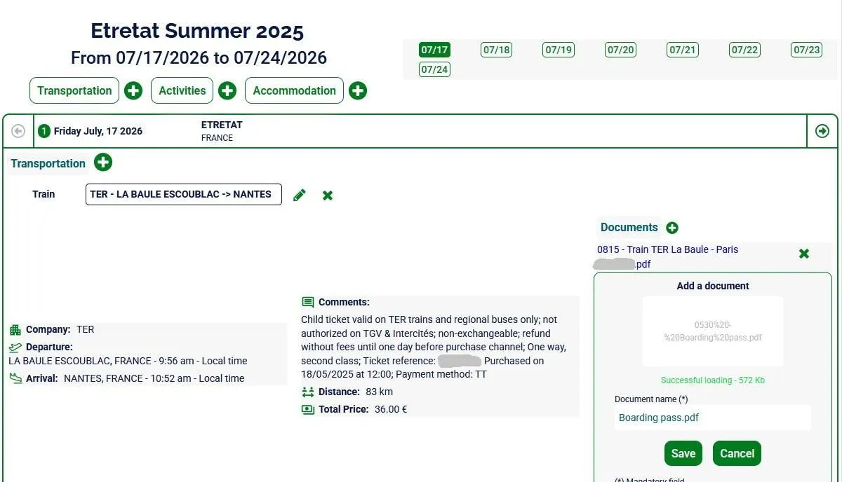 Store any useful additional document