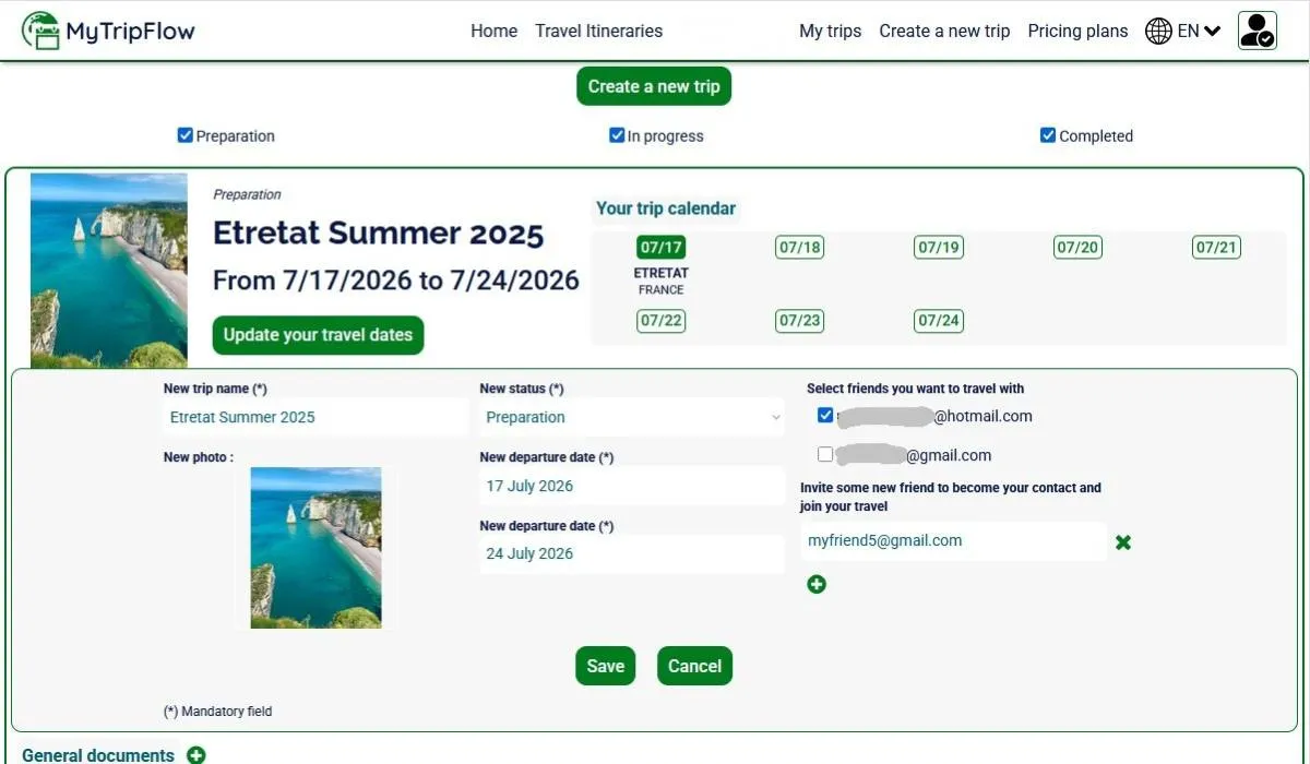 MyTripFlow - Travel sharing