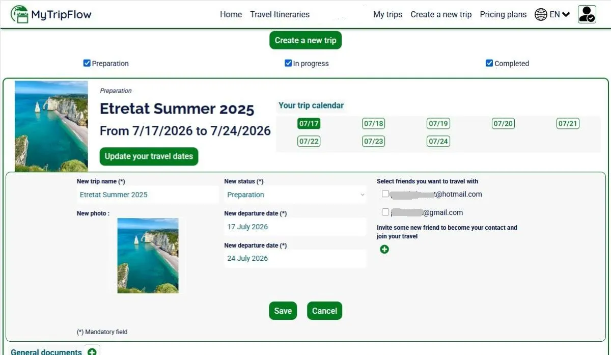 Easy modification of calendar information