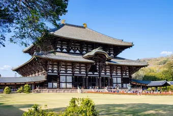 Tōdai-ji is a massive Buddhist temple in Nara, famous for its huge wooden hall. It houses the Great Buddha and is a major symbol of Japanese history and spirituality.