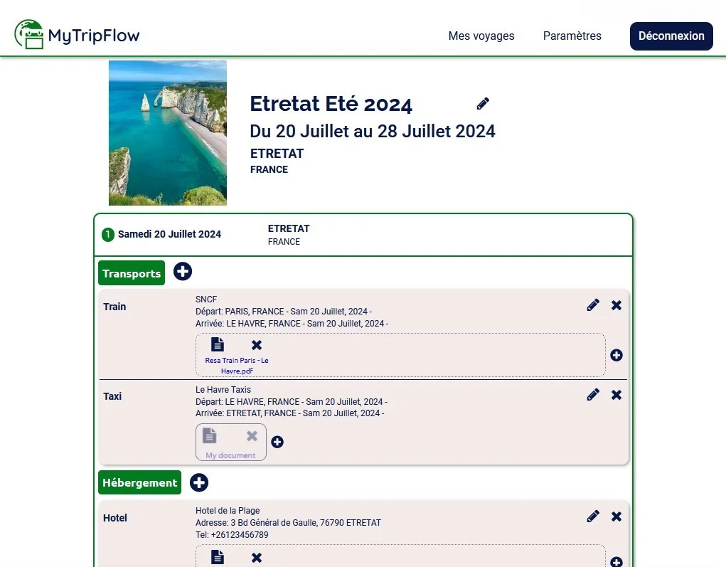 Automatic update of travel calendar