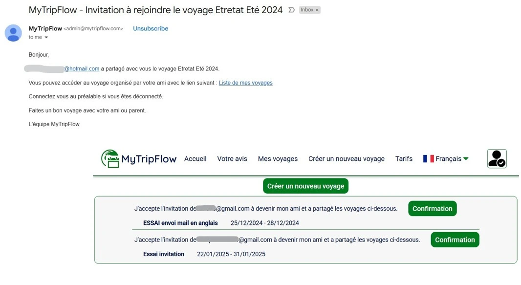 MytripFlow - Invitation process