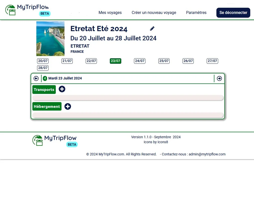Automatic generation of travel calendar