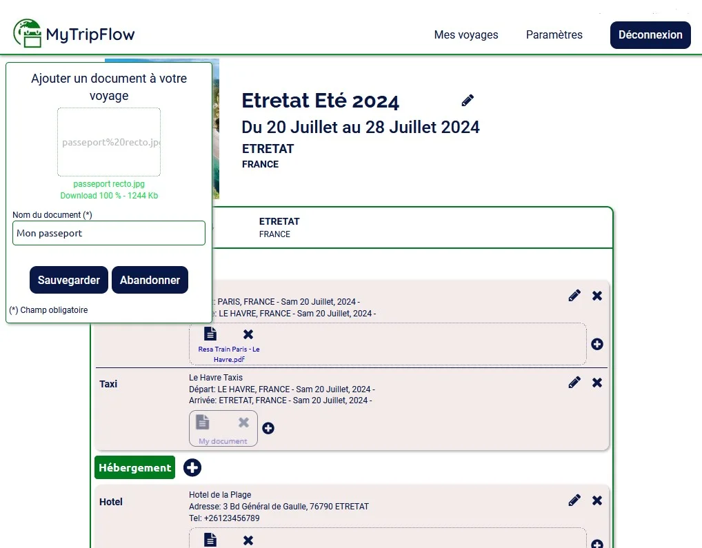 Store any useful additional document